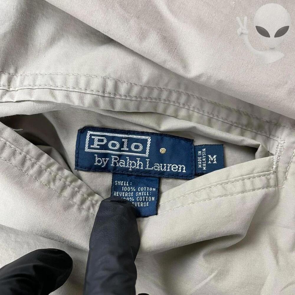 Polo Ralph Lauren Reversible Hooded Jacket Medium Cream Red Vintage 90s - Picture 4 of 7